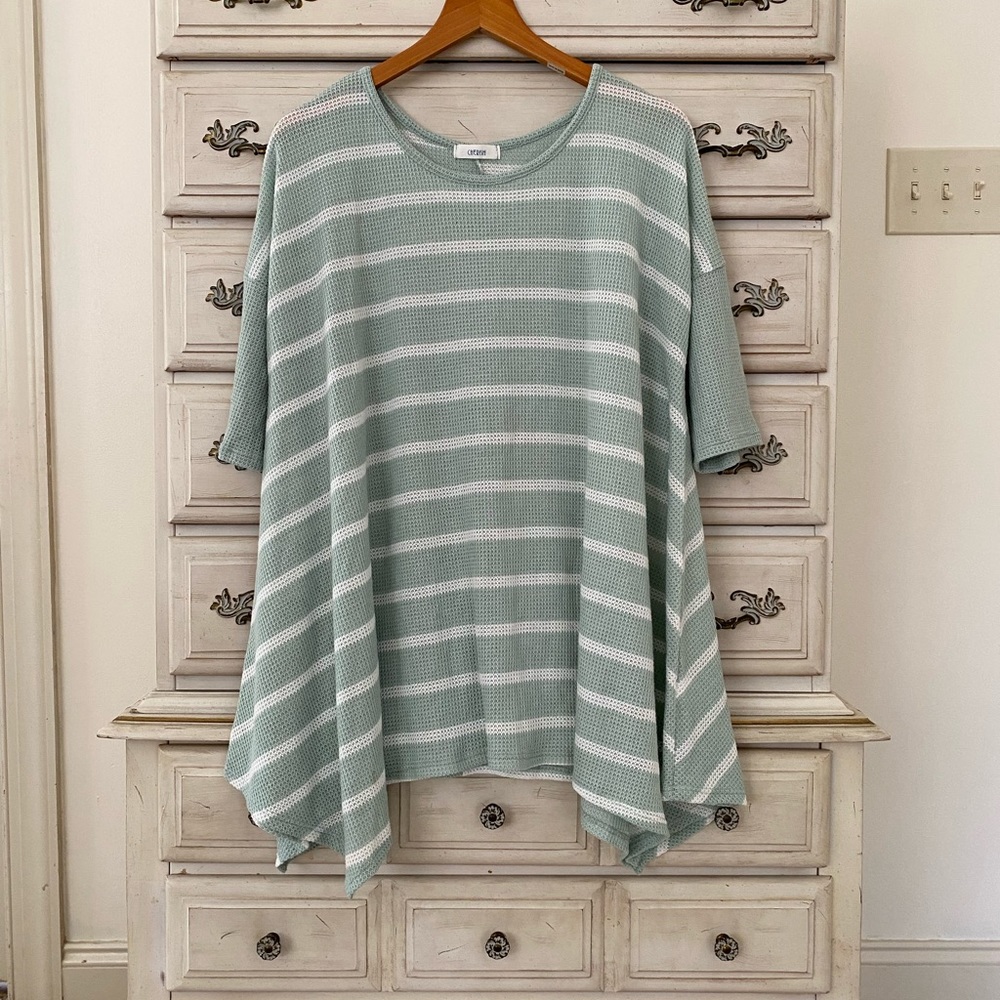 Sage Striped Knit Top